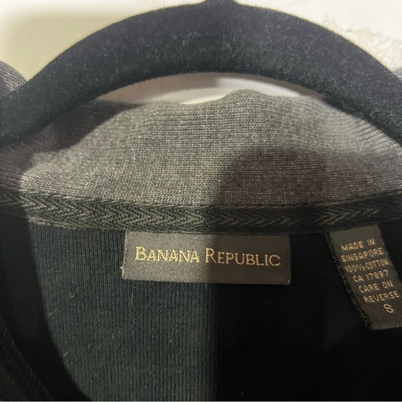 Banana Republic Collared Sweater Jacket Gray with Black Trim Ribbed Size Small - Picture 7 of 11